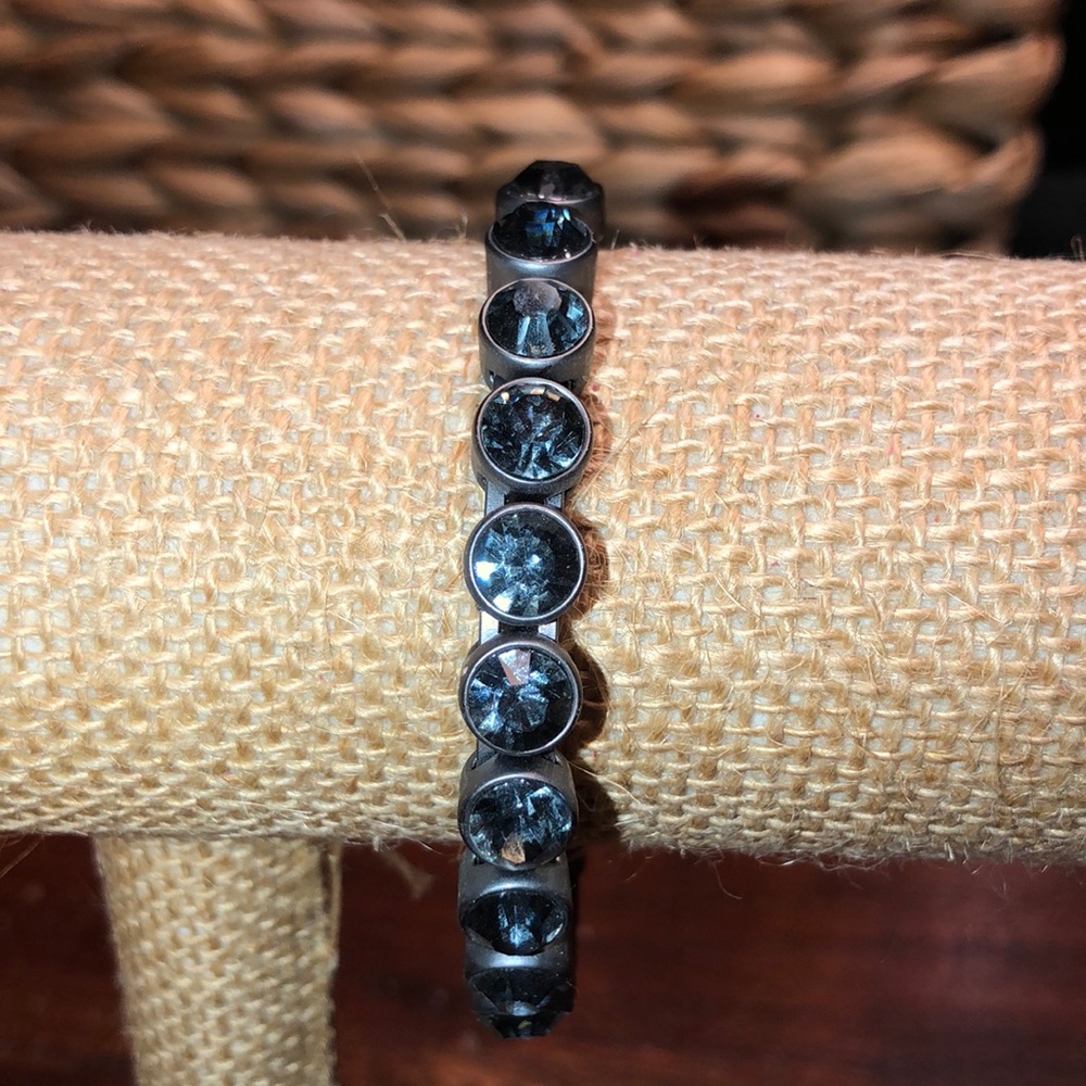 Pewter bangle with Smokey black stones